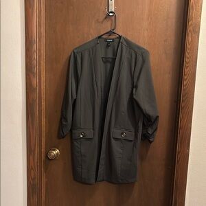 Olive Green Open Front Blazer